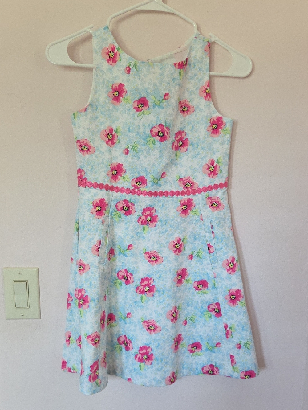Janie and Jack White Dress with Pink Floral Print